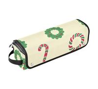 GuoChe Alfombrilla resistente al calor con cremallera para rizador, secador de pelo plano, corona de Navidad, patrón de bastón de caramelo, organizador de accesorios para el cabello