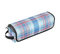 GuoChe Alfombrilla resistente al calor para alisadores, rizador, secador de pelo, bolsa de viaje a cuadros rojos y azules para mujer