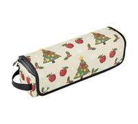 GuoChe Alfombrilla resistente al calor para rizador, secador de pelo plano, árbol de Navidad, patrón de manzana, bolsa de almacenamiento esencial para mujer