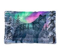 GuoChe Aurora Wolf Scenery - Tapete lavable para cama de mascotas, suave, antideslizante, para perros medianos/grandes, 36 x 24 pulgadas