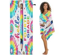 GuoChe Back to School Hello Fourth 4th Grade Leopard Tie Dye Lápiz magnético Beach