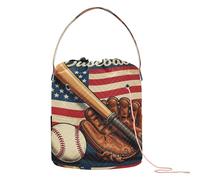 GuoChe Bandera de Estados Unidos para jugador de béisbol, bate, atrapabanicos, jarra, bolsa de almacenamiento de hilo de Estados Unidos, organizador portátil para ganchillo, accesorio de tejer