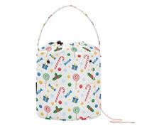 GuoChe Bastones de caramelo blancos de Navidad, bolsa de almacenamiento de hilo de ganchillo con agujeros, bolsa de ganchillo para organizador de ganchillo de punto de ganchillo