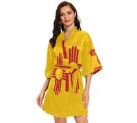 GuoChe Bata tipo kimono con la bandera del estado de Alaska para mujer, de gran tamaño, agradable al tacto, talla S, New Mexico State Flag, Large