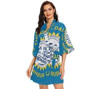 GuoChe Bata tipo kimono con la bandera del estado de Alaska para mujer, de gran tamaño, agradable al tacto, talla S, Bandera del estado de Dakota del Sur, M