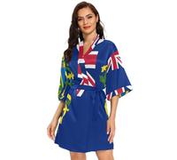 GuoChe Bata tipo kimono para mujer, de gran tamaño, suave, pijama, vestido, talla S, Bandera de las Islas Pitcairn, Large