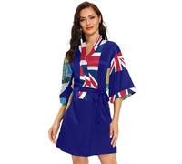 GuoChe Bata tipo kimono para mujer, holgada, bata de baño y pijama agradable al tacto, talla S, Bandera de Georgia del Sur y las Islas Sandwich del Sur, M