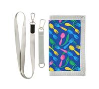 GuoChe Billetera de lona para niños de 9 a 12 años, ligera, vibrante, multicolor, con patrón de utensilios