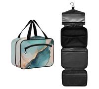 GuoChe Bolsa colgante para hombres que viajan con gancho, bolsas de aseo colgantes esenciales de diseñador para viajes, kit de aseo de maquillaje para mujer, talla M, Mármol verde azulado_4, L