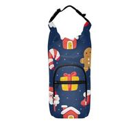 GuoChe Bolsa con soporte para botella de agua, diseño de Papá Noel, hombre de jengibre, azul oscuro, elegante, con aislamiento, se adapta a botellas de 20 onzas, 24 onzas, 32 onzas, 40 onzas