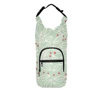 GuoChe Bolsa de agua funcional con soporte para botella de agua, diseño de hojas verdes claras, bolsa de transporte para senderismo, se adapta a botellas de 20 onzas, 24 onzas, 32 onzas, 40 onzas