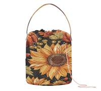 GuoChe Bolsa de almacenamiento de hilo con patrón de calabazas otoñales con girasoles, organizador de almacenamiento de hilo, bolsa portátil para suministros de arte, organizadores de manualidades