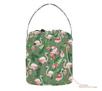 GuoChe Bolsa de almacenamiento de hilo con patrón navideño con rubor flamenco oliva_3 (1) bolsa de almacenamiento de ganchillo, bolsa de hilo portátil para proyectos de punto de ganchillo
