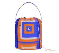 GuoChe Bolsa de almacenamiento de hilo de ganchillo a cuadros naranja magenta con agujeros, bolsa de viaje para accesorios de punto de ganchillo