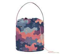 GuoChe Bolsa de almacenamiento portátil de ganchillo con patrón de camuflaje de cielo colorido otoñal para tejer ganchillo