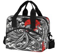 GuoChe - Bolsa de almuerzo aislada para adultos Horreur Pieuvre Pieuvre Géante Pieuvre Vagues Japonesas
