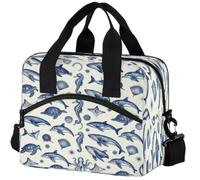 GuoChe Bolsa de almuerzo aislada para adultos, océano, vida silvestre, vintage, mar, depredador, tortuga, mar, tentáculo, gráfico