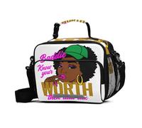 GuoChe Bolsa de almuerzo para adultos Baddie Worth Then Add Tax - Lonchera aislada de gran capacidad con correa ajustable para el hombro, enfriadores de almuerzo para el trabajo, picnic o viajes