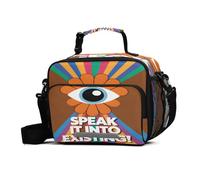 GuoChe Bolsa de almuerzo para adultos, diseño retro Eye Speak It Into Existing de alta capacidad con correa ajustable para el hombro, bolsa grande para el trabajo, picnic o viajes