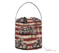 GuoChe - Bolsa de ganchillo con agujeros, para motocicleta, estilo clásico, con bandera de Estados Unidos, para motociclista, diseño retro y ganchillo, con agujeros, para guardar herramientas de tejer