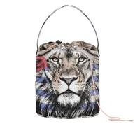 GuoChe - Bolsa de ganchillo con diseño de bandera de Cuba y león africano, diseño de ganchillo con agujeros, para tejer agujas de ganchillo