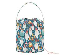 GuoChe Bolsa de ganchillo con patrón de gnomos de Navidad, bolsa de ganchillo portátil para viajes, accesorio de hilo de ganchillo