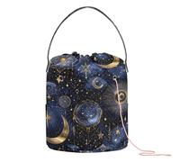 GuoChe Bolsa de ganchillo con patrón de luna celestial y estrella, bolsa de ganchillo con agujeros, bolsa de almacenamiento para tejer suministros de ganchillo