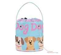 GuoChe Bolsa de ganchillo para el Día Internacional del Perro, kit de bolsa de ganchillo portátil para soporte de ganchillo, organizador de hilo