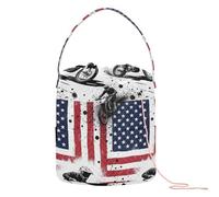 GuoChe - Bolsa de ganchillo para tejer con la bandera de Estados Unidos, bolsa de ganchillo con agujeros, bolsa de ganchillo para tejer de ganchillo