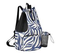 GuoChe Bolsa de gimnasio con cordón y soporte para botella de agua, saco atlético, separación seca y húmeda, Estilo estampado de cebras Steelblue, One Size, Mochilas escolares para niños