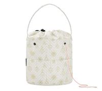 GuoChe Bolsa de hilo de ganchillo con formas abstractas de Navidad, color beige, dorado, bolsa de agujas de ganchillo, almacenamiento portátil para herramientas de tejer, mochila de ganchillo
