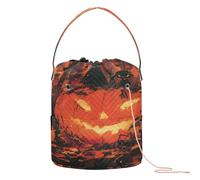 GuoChe Bolsa de hilo de ganchillo gigante con diseño de calabaza, bruja, azul, safari, calabaza, bosque espectral, bolsa de almacenamiento portátil para herramientas de ganchillo, accesorios de