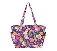 GuoChe Bolsa de mano para mujer, bolsa de playa para playa, forro antiarañazos, diseño de conejo de Pascua feliz