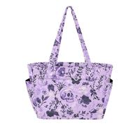 GuoChe Bolsa de mano para mujer, para playa, piscina, trabajo, viajes, gimnasio, con funda para carro, acuarela, flores moradas, calaveras