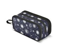 GuoChe Bolsa de nailon para lápices de noche estrellada, estrella, sol, luna, para adolescentes, niñas, estuche de gran capacidad para niñas, organizador de papelería para mujer escolar