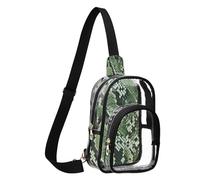 GuoChe Bolsa de pecho de PVC transparente, material de poliéster, tamaño compacto, correa ajustable, múltiples bolsillos, bolsillo principal grande visible, Textura de escamas de piel de lagarto