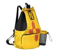 GuoChe Bolsa de playa con cordón, bolsa de campamento con bolsillo para botella de agua, bolsa trasera impermeable, New Mexico State Flag, One Size, Mochilas escolares para niños