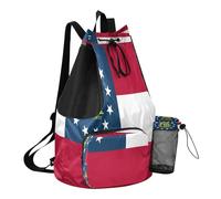 GuoChe Bolsa de playa con cordón, bolsa de campamento con bolsillo para botella de agua, bolsa trasera impermeable, bandera del estado de georgia, One Size, Mochilas escolares para niños