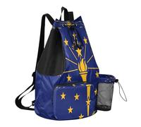 GuoChe Bolsa de playa con cordón, bolsa de campamento con bolsillo para botella de agua, bolsa trasera impermeable, Indiana State Flag, One Size, Mochilas escolares para niños
