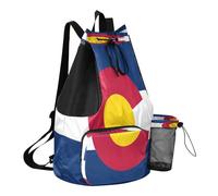GuoChe Bolsa de playa con cordón, bolsa de campamento con bolsillo para botella de agua, bolsa trasera impermeable, Colorado State Flag, One Size, Mochilas escolares para niños