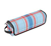 GuoChe Bolsa de viaje para herramientas de pelo y alfombrilla resistente al calor, color azul claro a cuadros