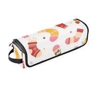 GuoChe Bolsa de viaje para herramientas para el cabello con alfombrilla extraíble resistente al calor, patrón colorido de calcetines de Navidad