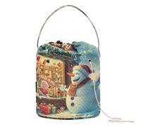 GuoChe Bolsa organizadora de ganchillo con diseño de muñeco de nieve y Papá Noel en Merry Christmas Store, bolsa organizadora de ganchillo portátil para kit de tejer, organizadores de ganchillo