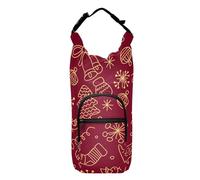 GuoChe Bolsa para botella de agua con texto en inglés "Happy New Year Christmas Doodle", color rojo, fácil de transportar, botella de agua aislada, se adapta a botellas de 20 onzas, 24 onzas, 32