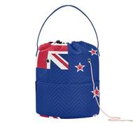GuoChe Bolsa pequeña de almacenamiento de ganchillo con agujeros, bolsa de almacenamiento para organizadores de ganchillo, Bandera nacional de Nueva Zelanda, 11 Inch x 8.3 Inch x 8.3 Inch, Classic