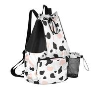 GuoChe Bolsa trasera con cordón para campamento de verano con bolsillo para botella de agua, bolsa de cuerda para la escuela, impermeable, Patrón de impresión de vaca simple ilustración vectorial en