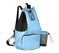 GuoChe Bolsas con cordón para hombres y mujeres, bolsa deportiva con bolsillos, bolsas de cincha, separación húmeda y seca, Azul claro, One Size, Mochilas escolares para niños