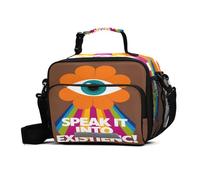 GuoChe Bolsas de almuerzo aisladas con diseño de ojos naranjas Speak It Into Existence, impermeables, a prueba de fugas, reutilizables, con correa ajustable para el hombro, bolsa de mano aislada para
