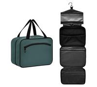 GuoChe Bolsas de cosméticos colgantes con cremallera y gancho, bolsa de diseño expandible para hombres y mujeres, bolsas de cruceros para maquillaje de mujer, talla M, Gris pizarra oscuro y verde, M