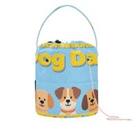 GuoChe Bolsas de ganchillo para el Día Internacional del Perro, organizadoras de bolsas de hilo con agujeros, almacenamiento de viaje para proyectos de tejer de ganchillo de viaje